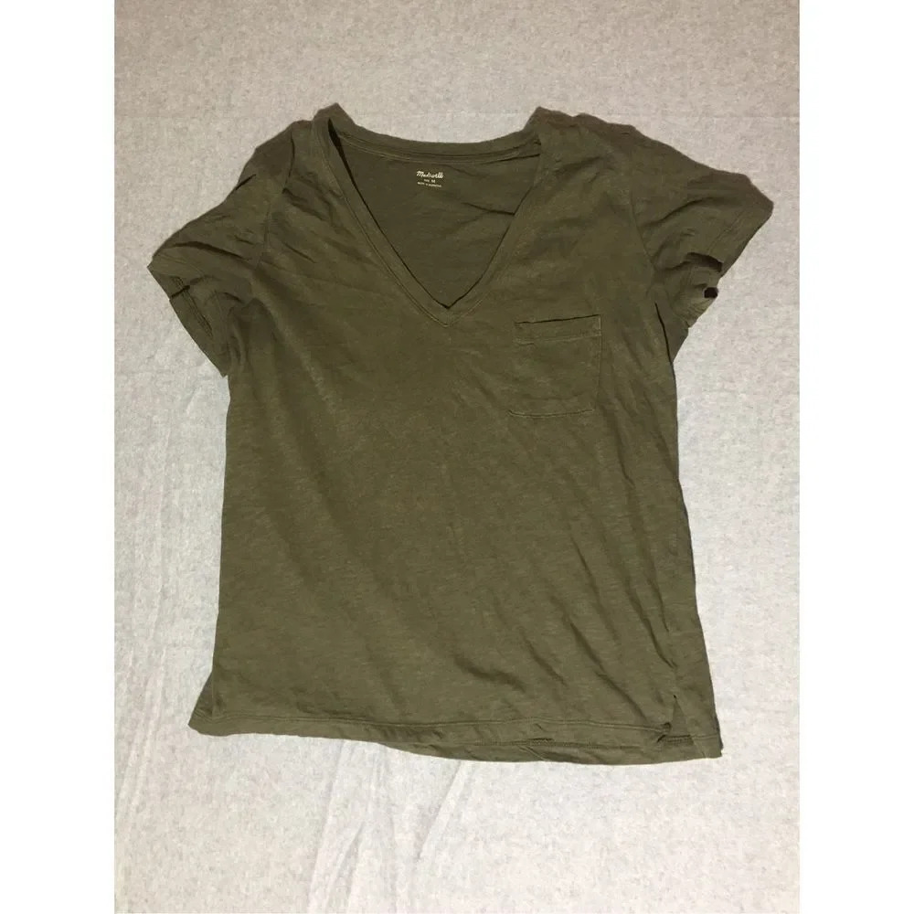 Womens Madewell Shirt Size Medium Army Green Summer Spring Lightweight Casual